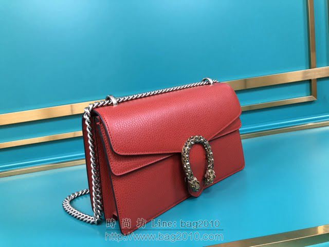 Gucci古馳包包 G家新款女包 款號:400249 古奇大紅雙色全皮大號酒神包 Gucci鏈條單肩斜挎女包  gdj1330